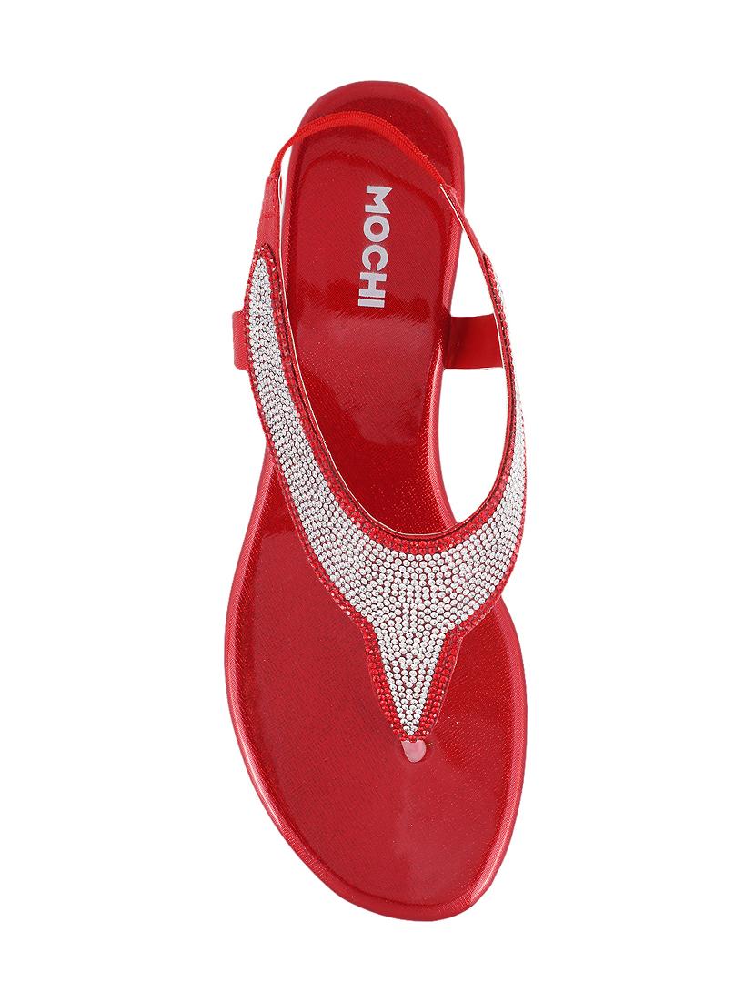 red sheet back strap sandals - 14423194 - Zoom Image - 4