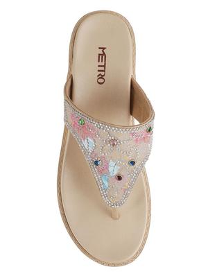 gold open thong wedge - 14423195 - Standard Image - 4