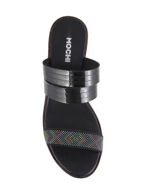black pu slip on wedges - 14423220 - Standard Image - 4