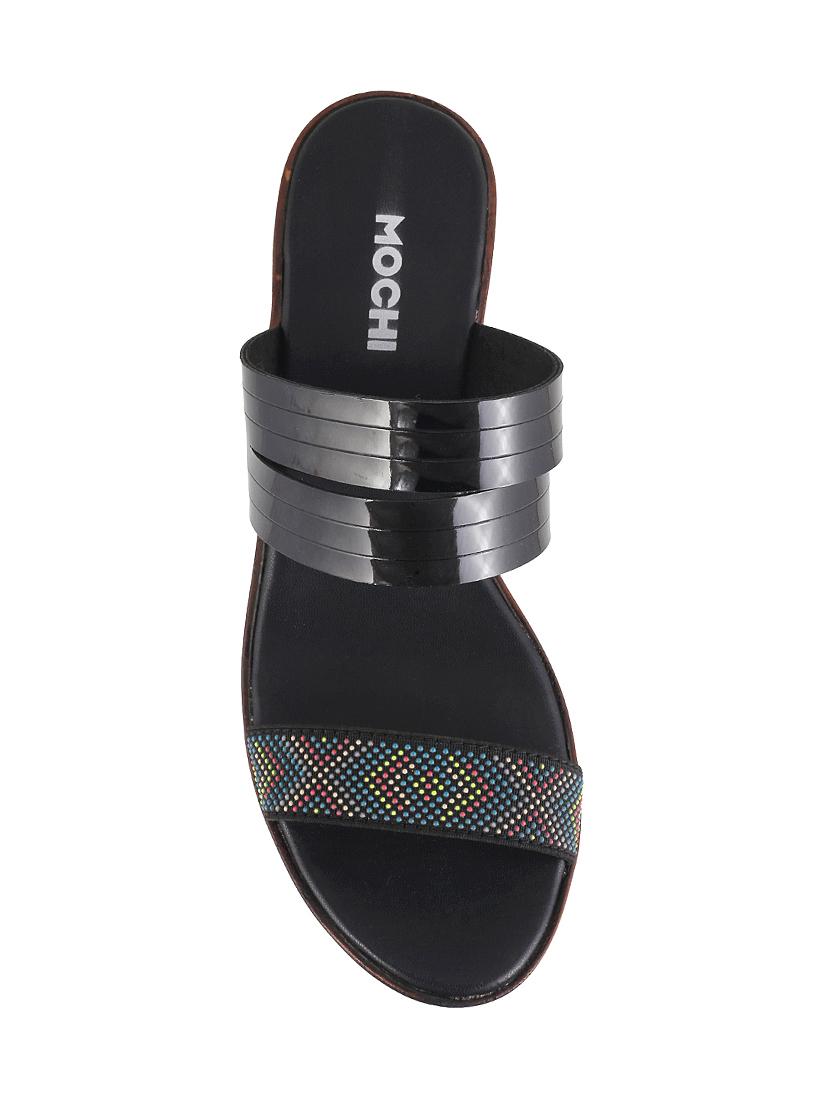 black pu slip on wedges - 14423220 - Zoom Image - 4