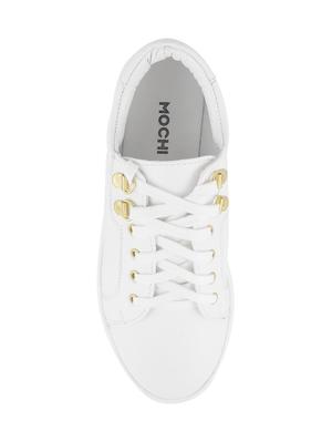 white pu laceup sneakers - 14423297 - Standard Image - 4