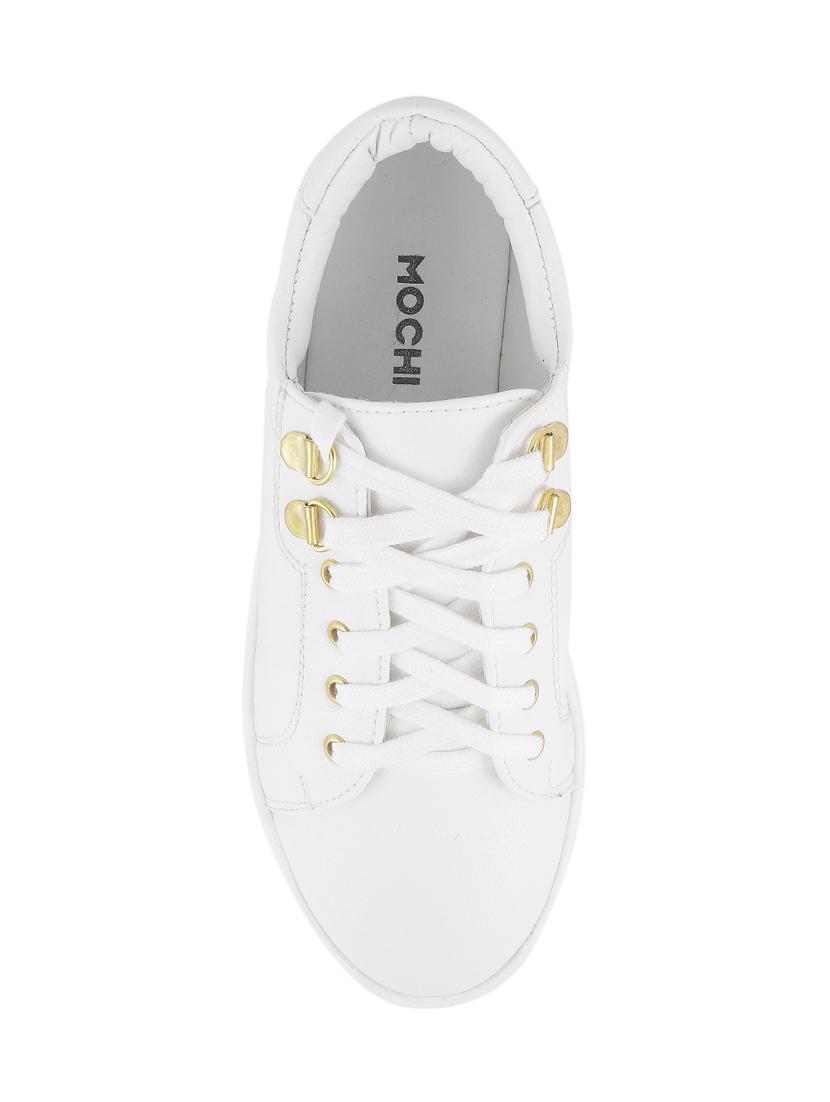 white pu laceup sneakers - 14423297 - Zoom Image - 4