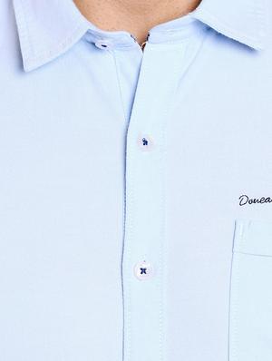 solid light blue cotton casual shirt - 14423852 - Standard Image - 4