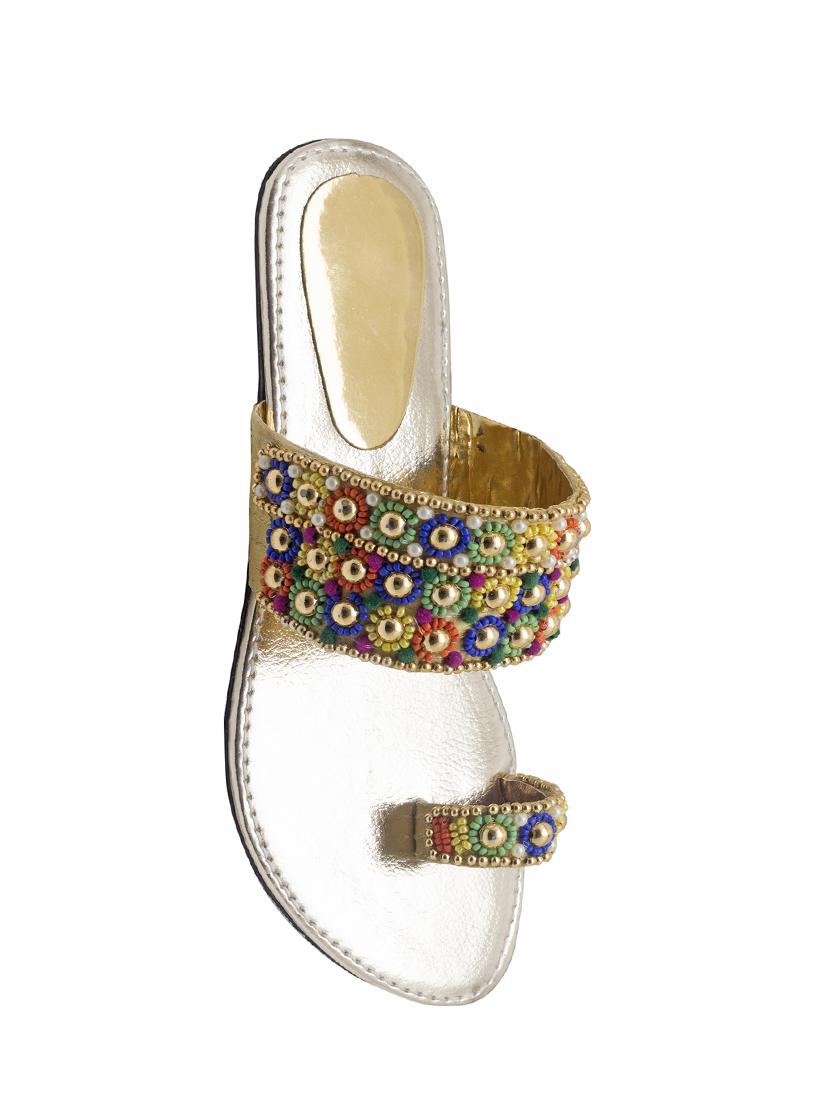 gold leatherette ethnic kolhapuris - 14423963 - Zoom Image - 4