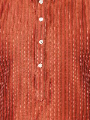 orange dupion long kurta - 14424882 - Standard Image - 4