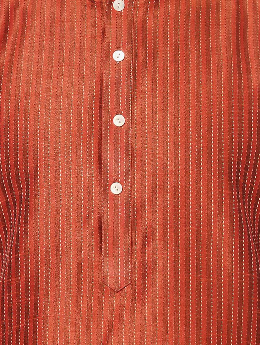 orange dupion long kurta - 14424882 - Zoom Image - 4