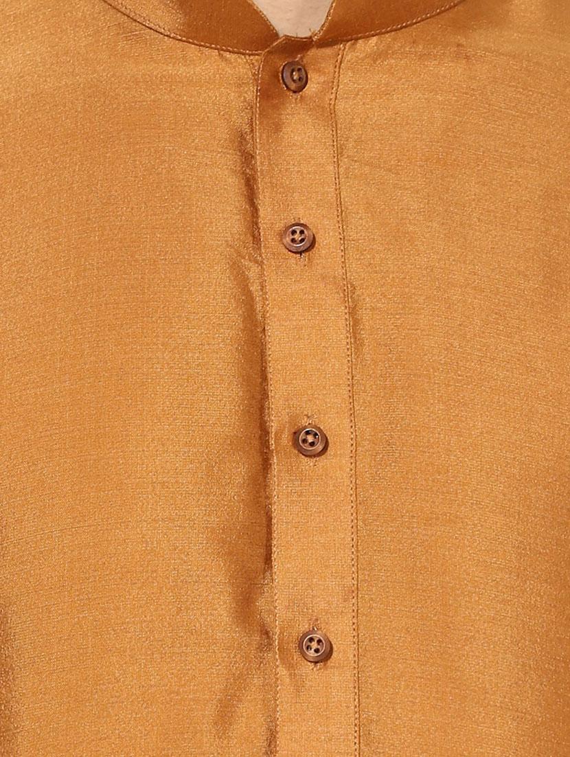 orange silk blend long kurta - 14424884 - Zoom Image - 4