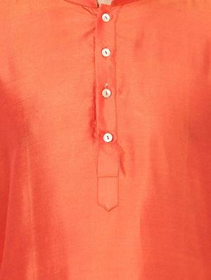 orange silk blend long kurta - 14424885 - Standard Image - 4