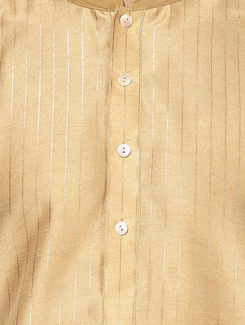 beige dupion long kurta - 14424886 - Zoom Image - 4