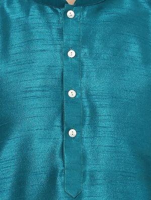 light blue dupion long kurta - 14424889 - Standard Image - 4