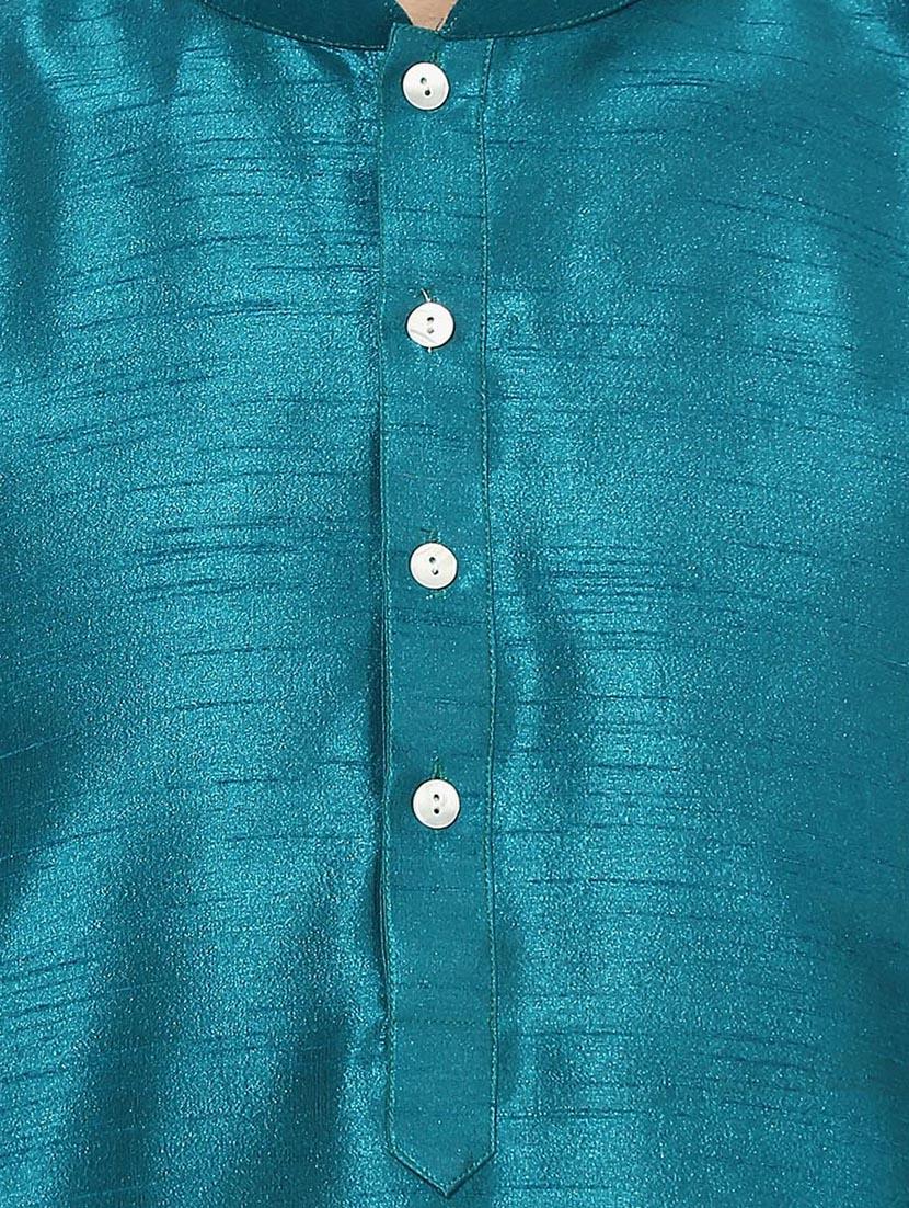 light blue dupion long kurta - 14424889 - Zoom Image - 4