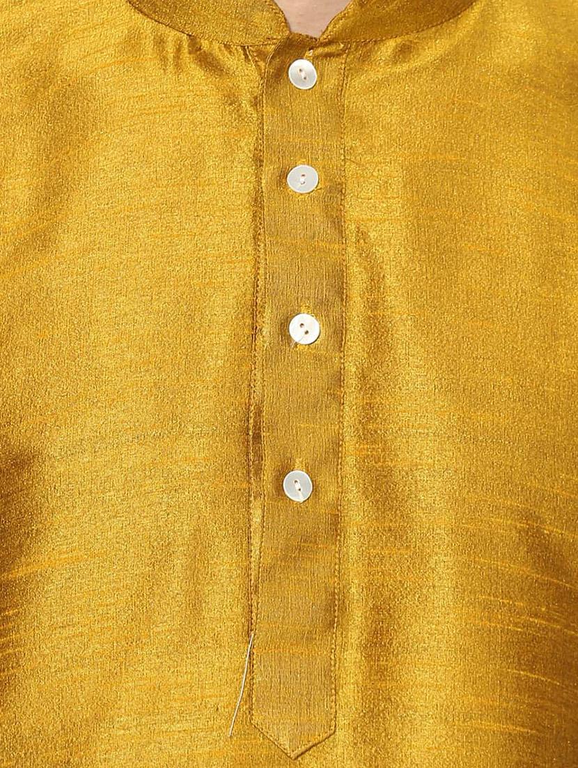 gold dupion long kurta - 14424890 - Zoom Image - 4