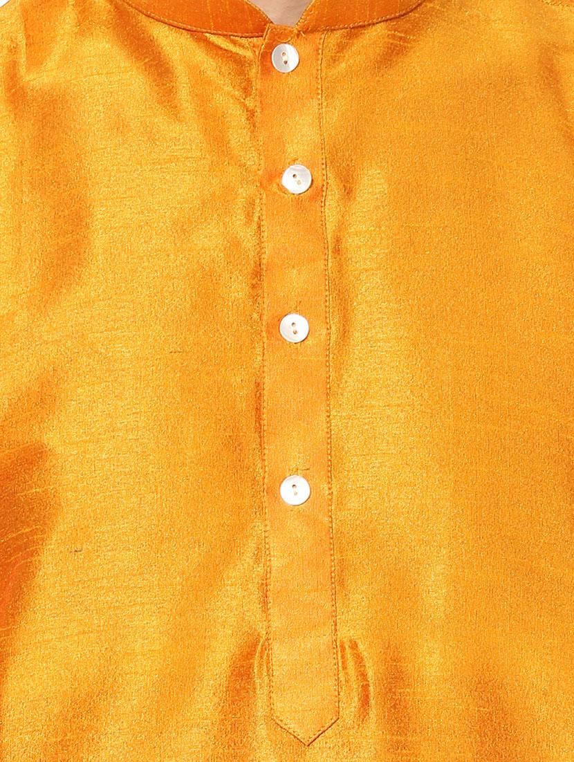yellow dupion long kurta - 14424894 - Zoom Image - 4