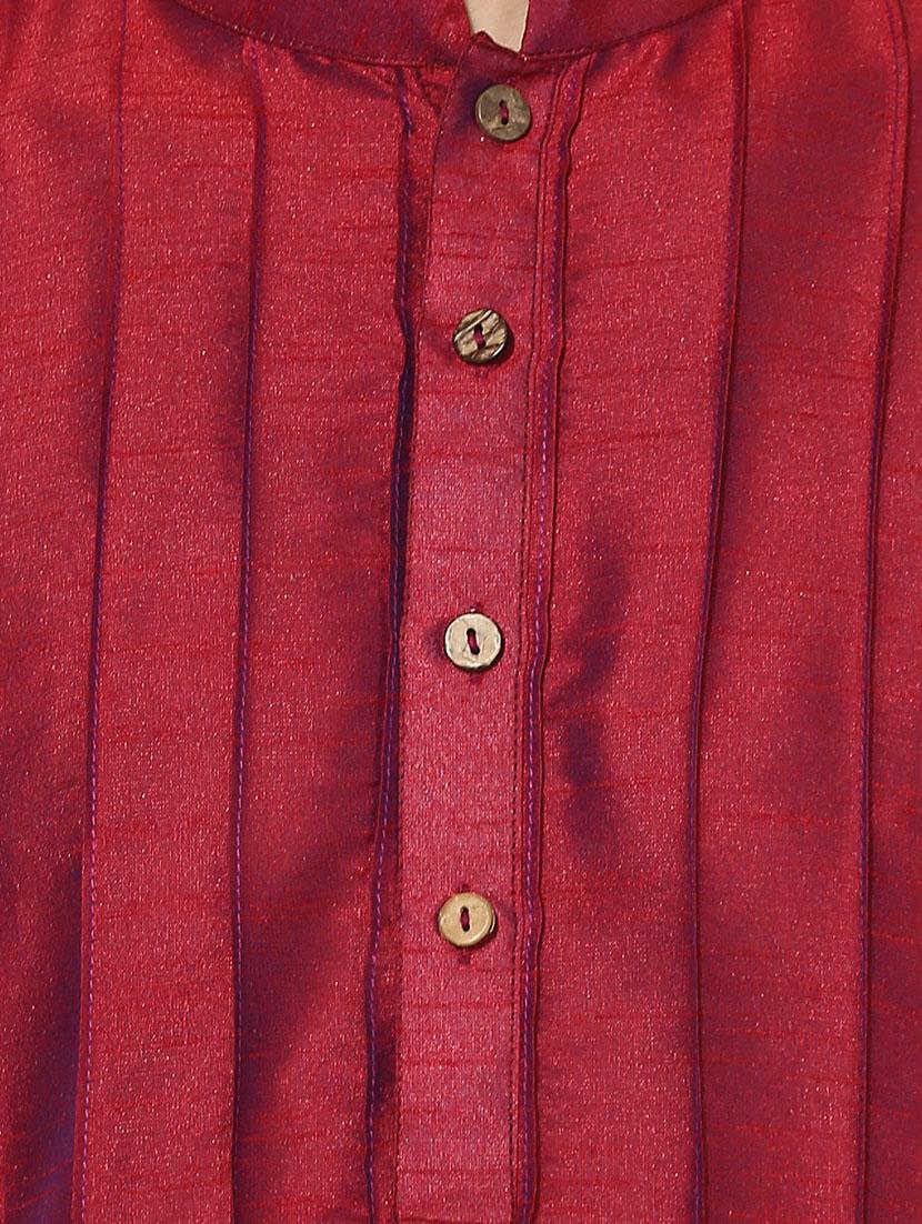 red dupion long kurta - 14424895 - Zoom Image - 4