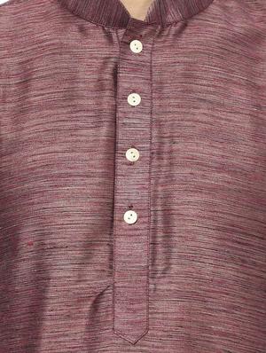 purple silk blend long kurta - 14424901 - Standard Image - 4