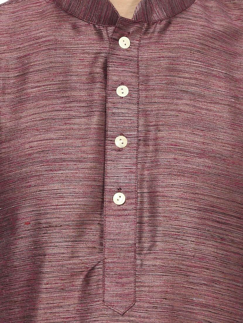 purple silk blend long kurta - 14424901 - Zoom Image - 4