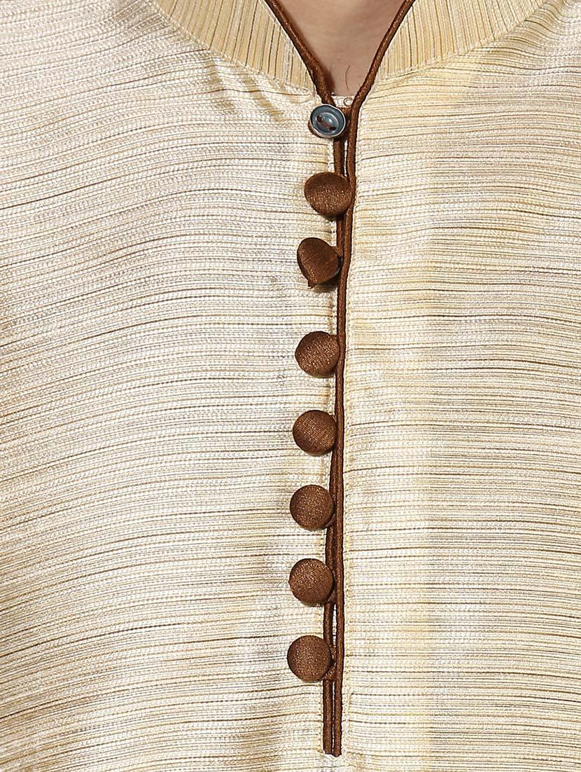 beige silk blend long kurta - 14424906 - Zoom Image - 4