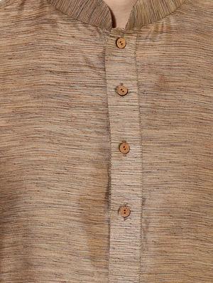 brown silk blend long kurta - 14424909 - Standard Image - 4