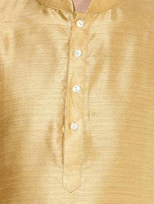 gold silk blend long kurta - 14424911 - Standard Image - 4
