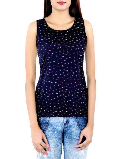 navy blue printed top - 14425068 - Standard Image - 1