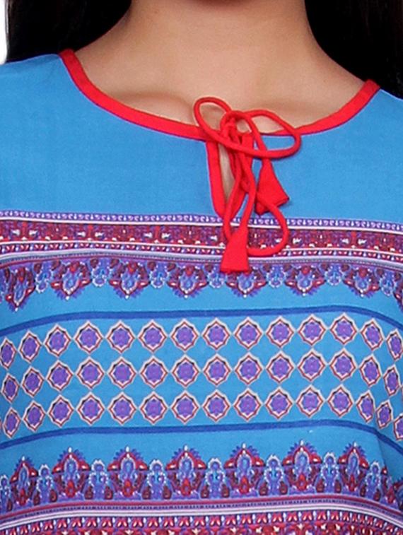 blue crepe straight kurta - 14427147 - Zoom Image - 4