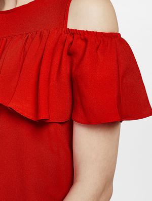 solid red ruffle dress - 14427744 - Standard Image - 4