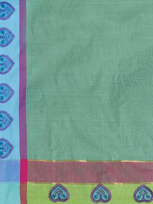 The Chennai Silks green plain saree with blouse - 14428994 - Standard Image - 4
