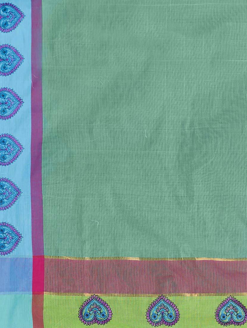The Chennai Silks green plain saree with blouse - 14428994 - Zoom Image - 4