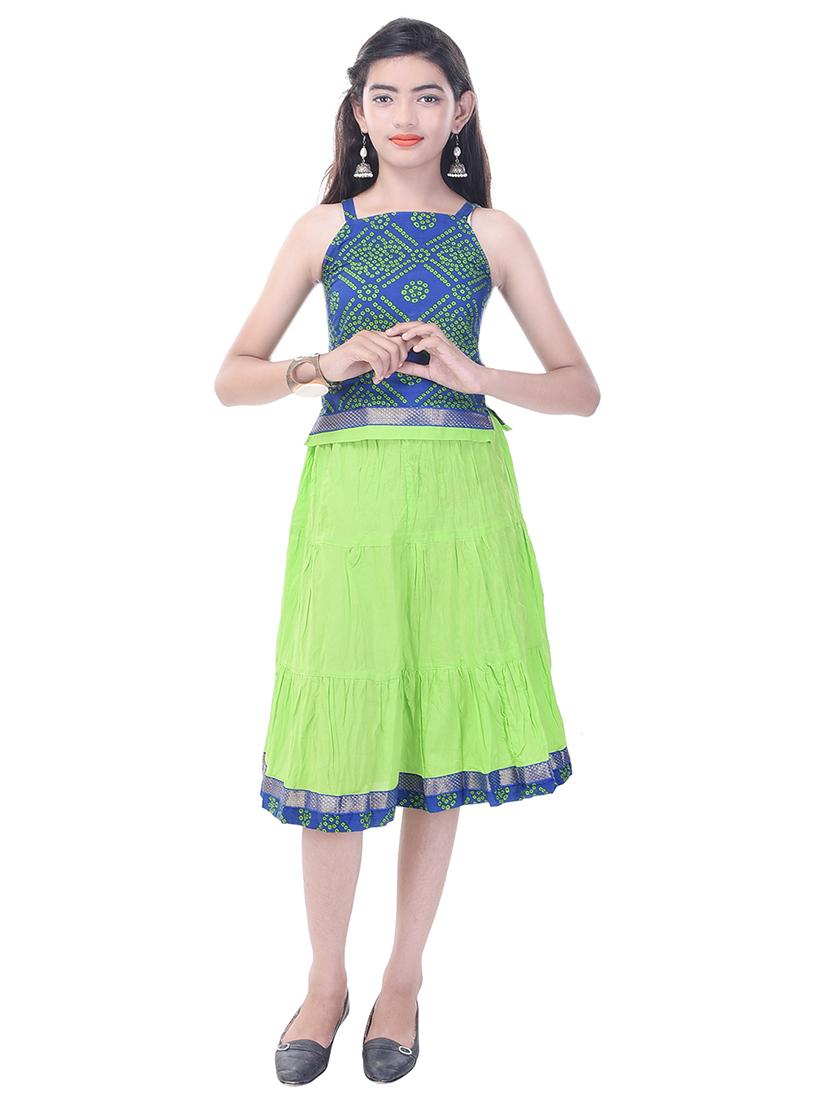 green and blue cotton skirt set - 14429050 - Zoom Image - 4