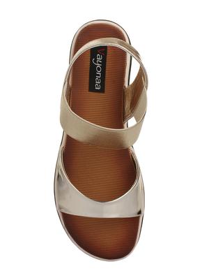 gold faux leather back strap sandals - 14429706 - Standard Image - 4