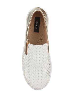 white faux leather plimsolls casual shoes - 14432174 - Standard Image - 4