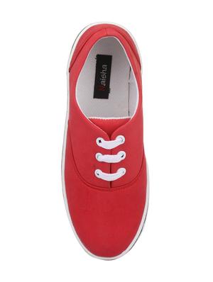 red fabric laceup sneakers - 14432177 - Standard Image - 4
