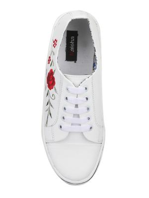 white faux leather laceup sneakers - 14432181 - Standard Image - 4