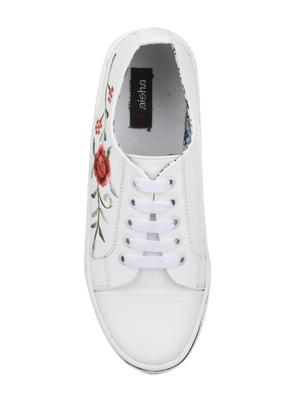 white faux leather laceup sneakers - 14432182 - Standard Image - 4