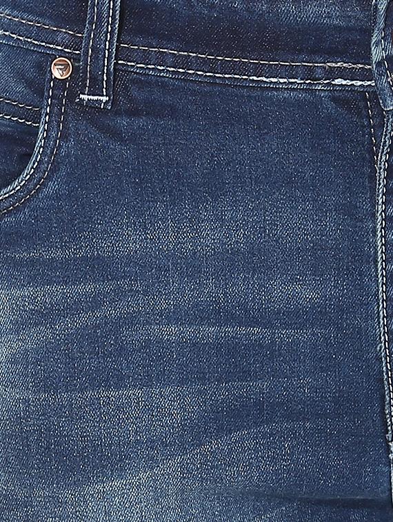 blue cotton blend washed jeans - 14433193 - Zoom Image - 4