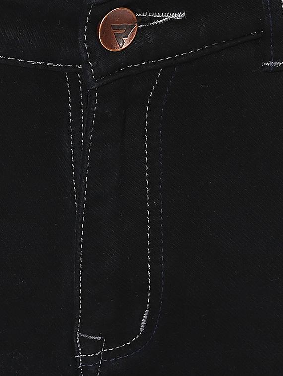 black cotton blend plain jeans - 14433201 - Zoom Image - 4