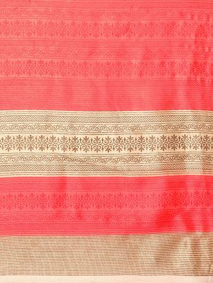 beige cotton silk printed saree with blouse - 14433812 - Standard Image - 4