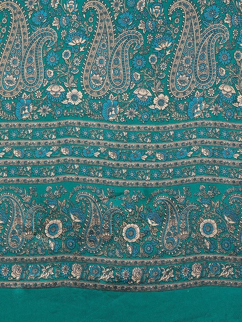 blue crepe printed saree with blouse - 14433817 - Zoom Image - 4