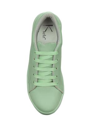 green faux leather laceup sneakers - 14434323 - Standard Image - 4