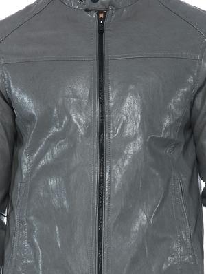 grey faux leather biker jacket - 14435419 - Standard Image - 4