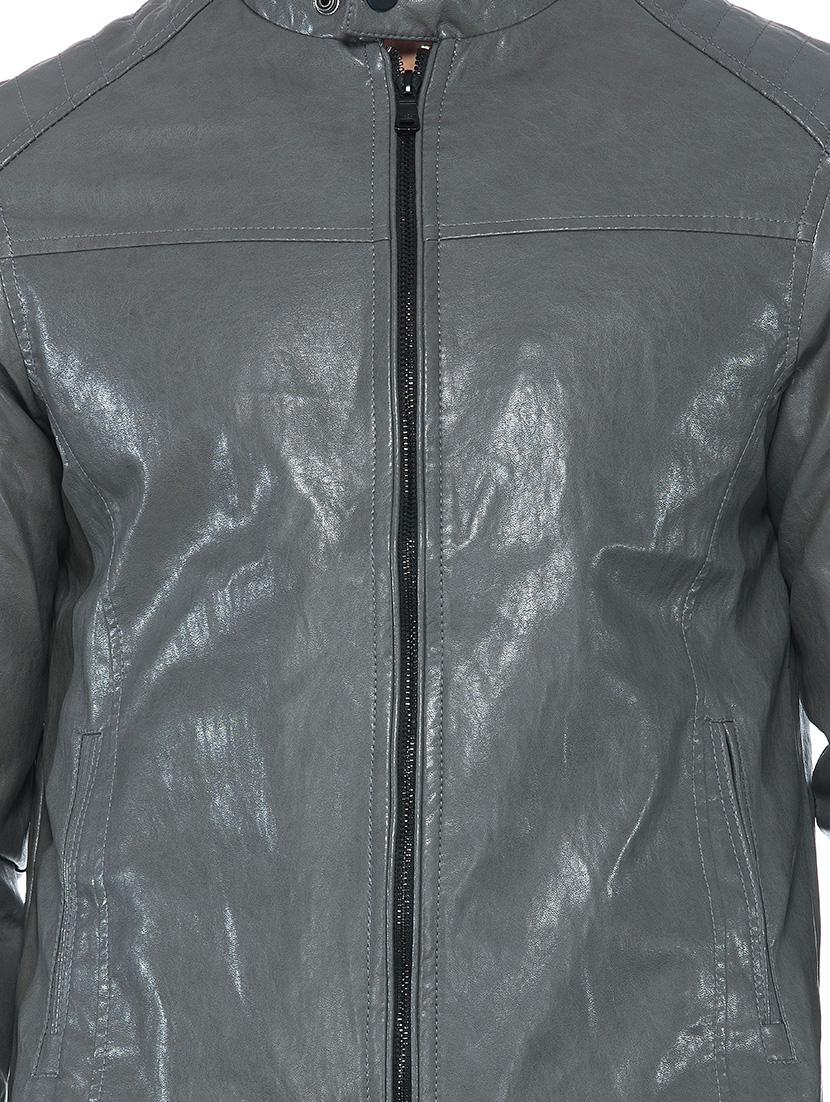 grey faux leather biker jacket - 14435419 - Zoom Image - 4