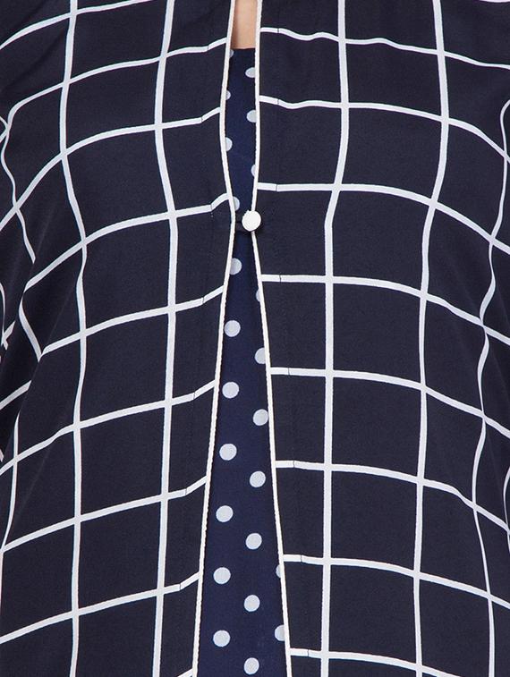 blue crepe kurta pant set - 14437687 - Zoom Image - 4