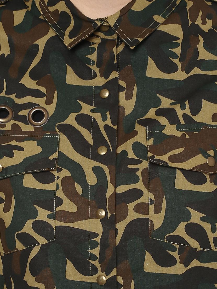 green printed cotton shirt - 14438575 - Zoom Image - 4