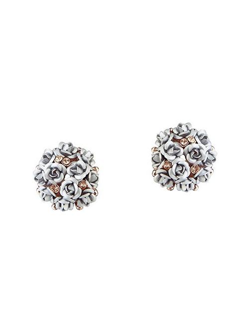 white copper studs earrings - 14445300 - Standard Image - 1