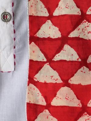 white cotton kurta with reversible jacket - 14450099 - Standard Image - 4