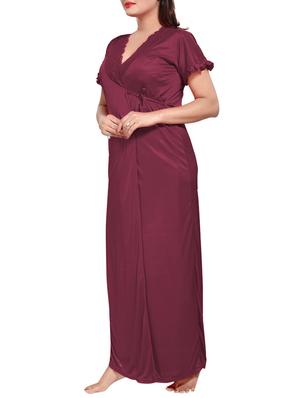 purple colored robe & nighty set - 14455174 - Standard Image - 7