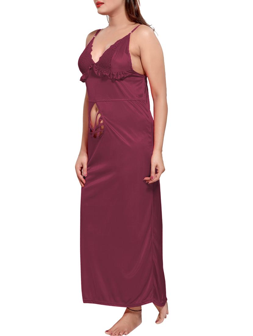 purple colored robe & nighty set - 14455174 - Zoom Image - 4