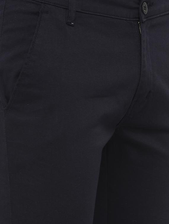 navy blue cotton chinos casual trousers - 14457191 - Zoom Image - 4