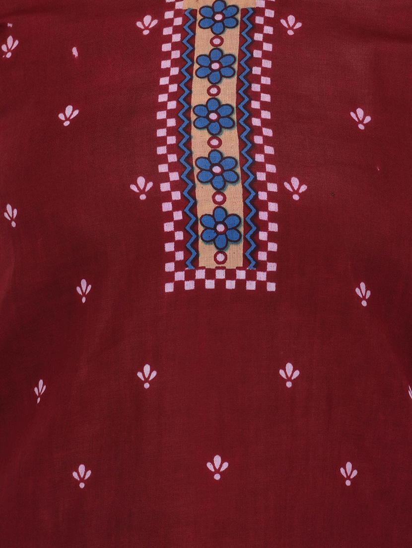 maroon cotton kurta - 14459378 - Zoom Image - 4