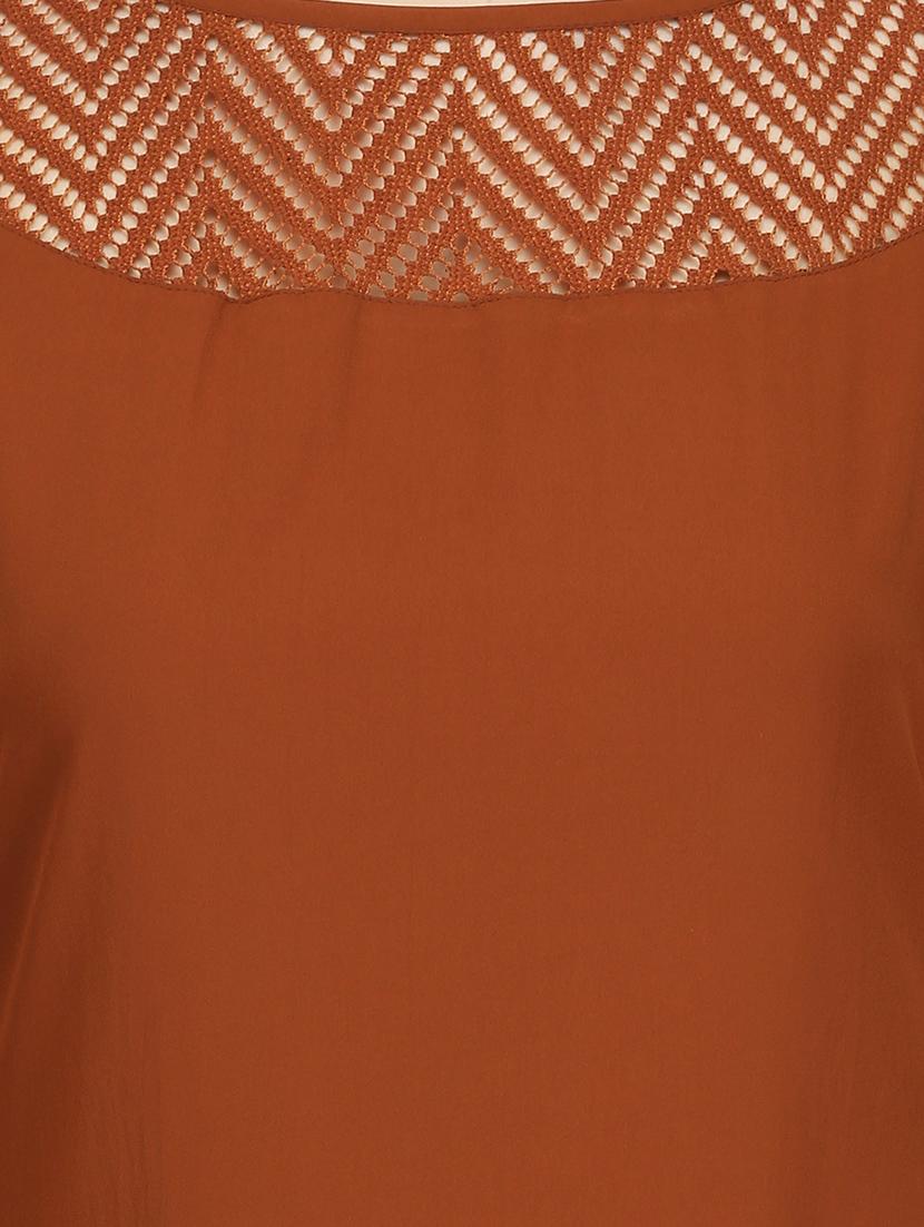 brown crepe highlow kurta - 14461846 - Zoom Image - 4